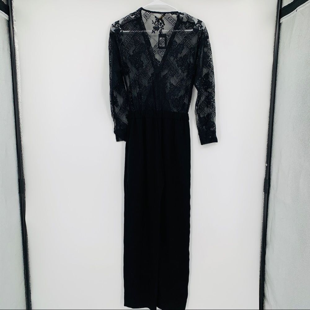 NEW MAJE Lace-panel straight-leg crepe jumpsuit 34 - Picture 9 of 13